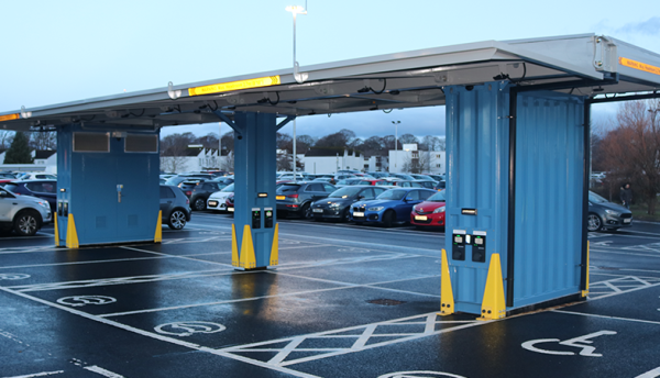 NHS Scotland welcomes pop-up solar car park and EV charging hub